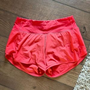 lululemon red speed up shorts